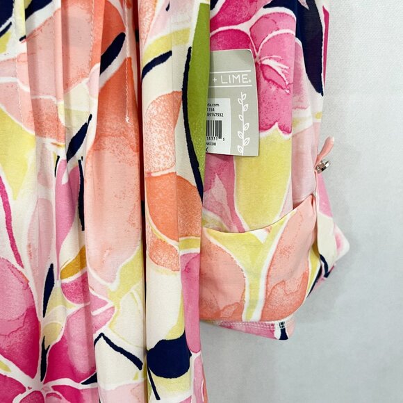 NEW Juniper + Lime Watercolor Floral Print Long Sleeve Blouse Roll Tab Size 2X - Picture 3 of 7